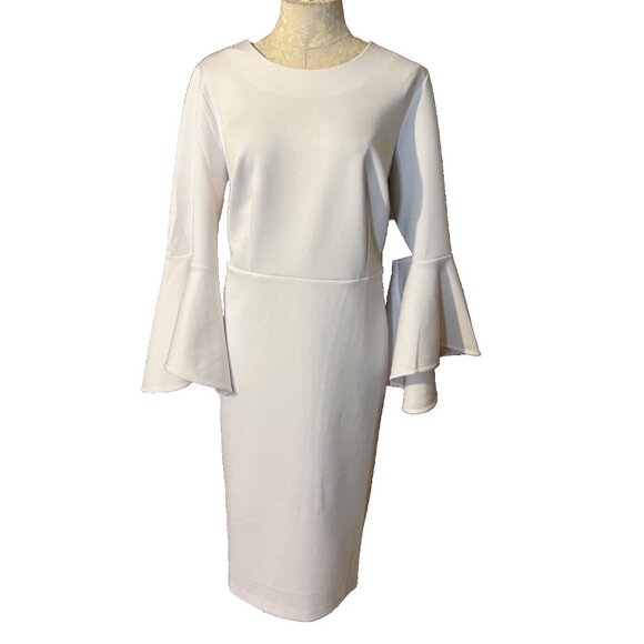 flare sleeve scuba dress white Pleats and Flare Stretchy Linen Mini Dress